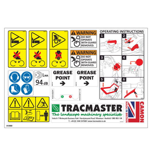 Tracmaster Ltd | Spare Parts | 810908 - TC07 Turf Cutter Sticker Set